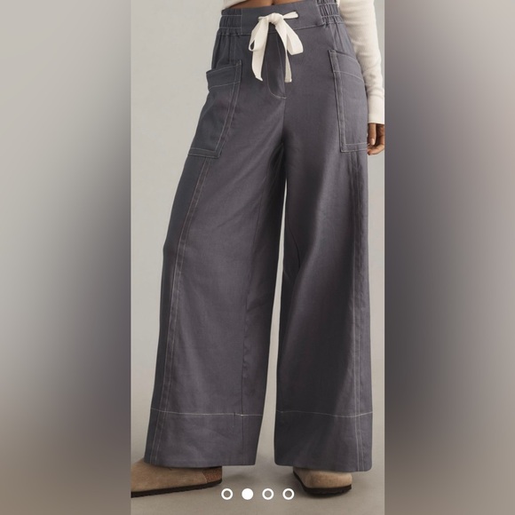 NWT, Maeve/Anthropologie La Ponche Cotton Pull On Denim Wide Leg Pant, Sz STall - Picture 3 of 14